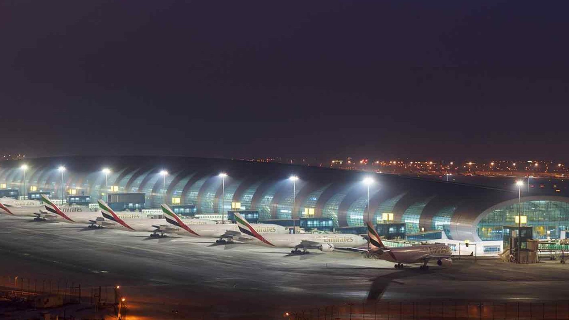 Emirates Terminal 3 at night