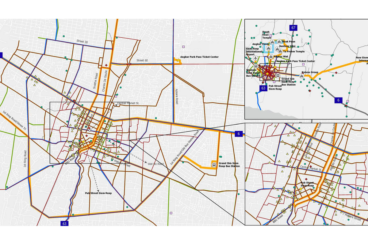 Map of Siem Reap integrated multimodal green network