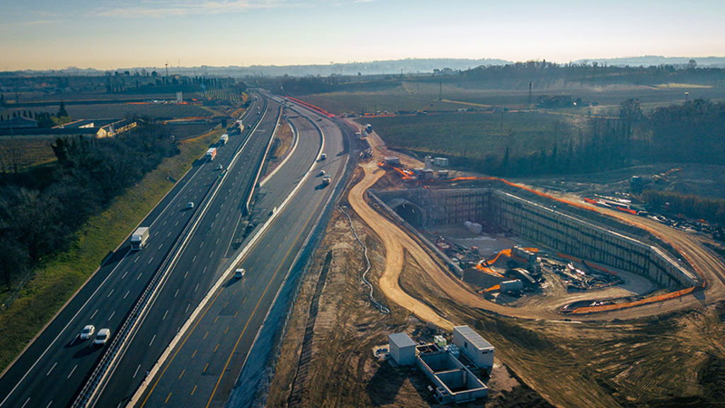 Image of the 30 km overlap in the Brescia to Verona stretch of Italy's A4.