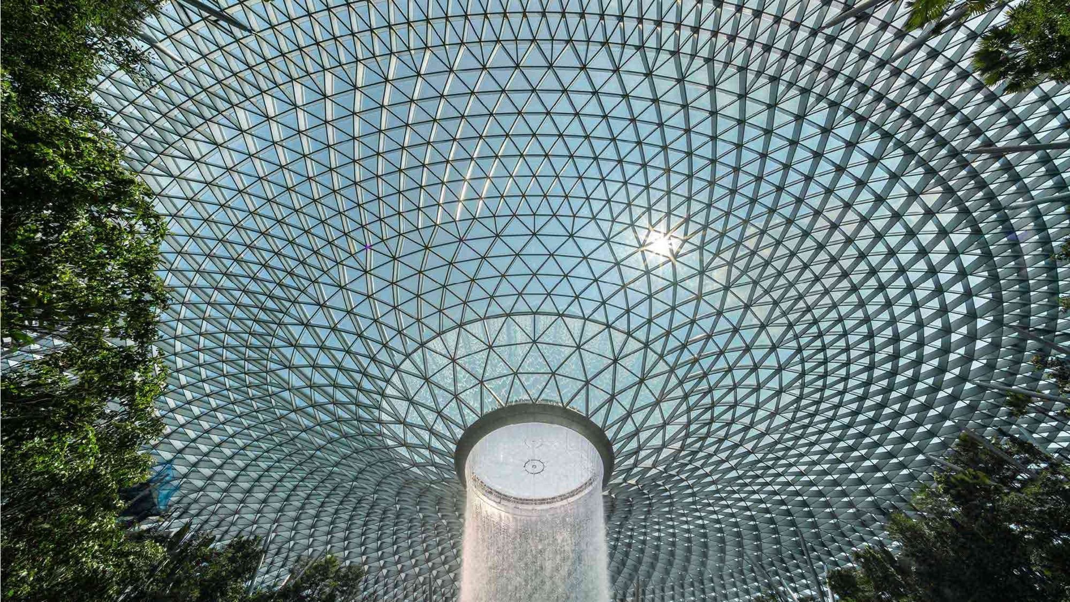 Roof of Jewel Changi showing its distinctive facade