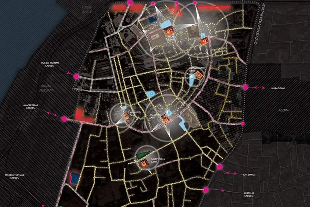 Computer visualisation of the Kemeralti lighting masterplan