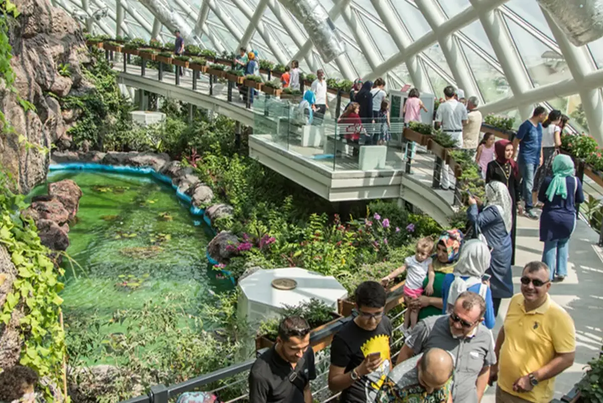 Visitors inside the Konya Butterfly Garden