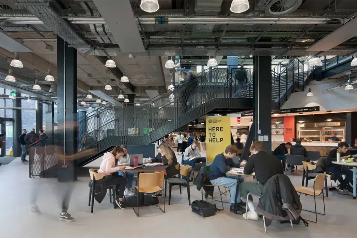 Students in a university cafeteria