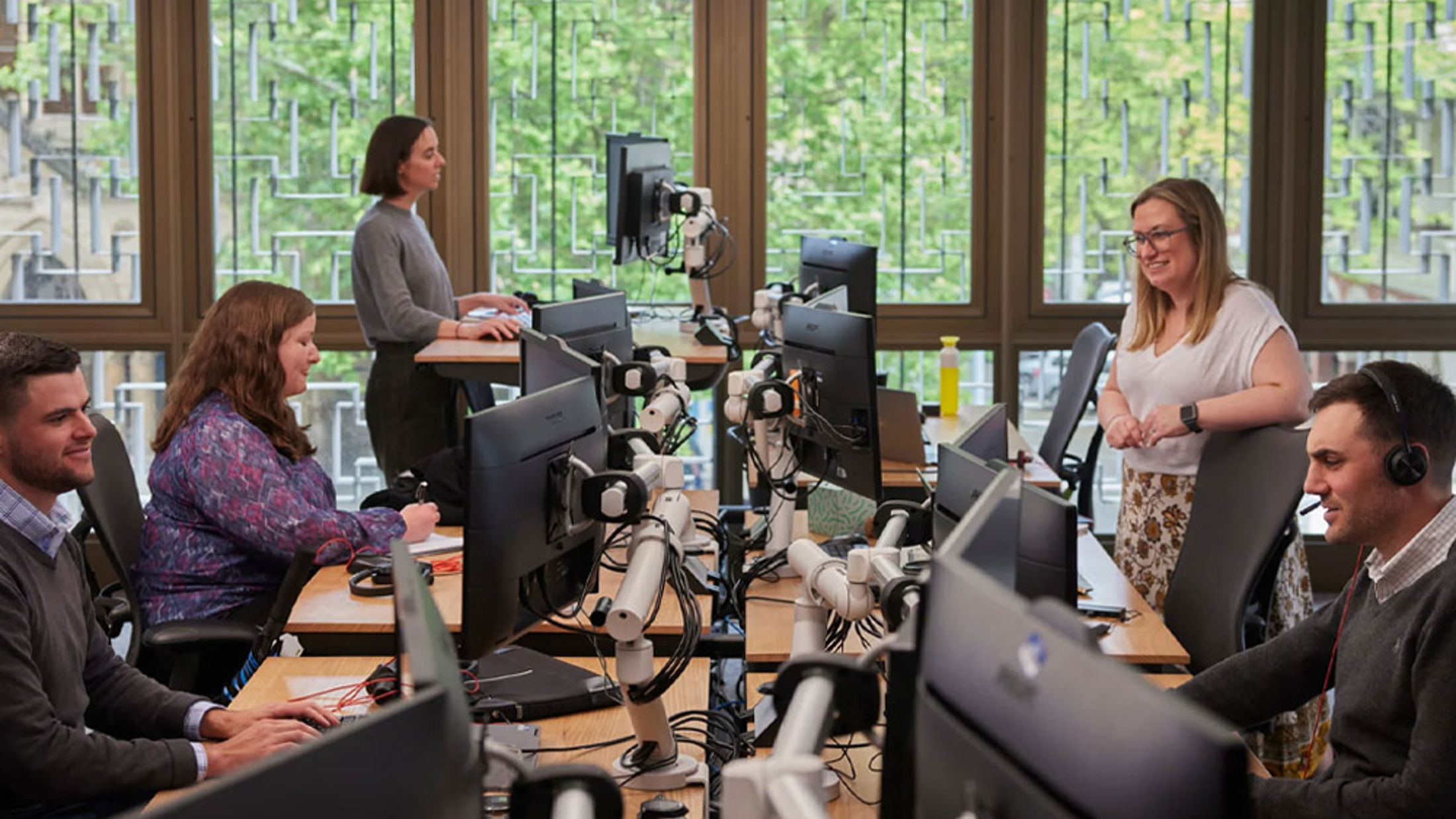 Staff working at desks