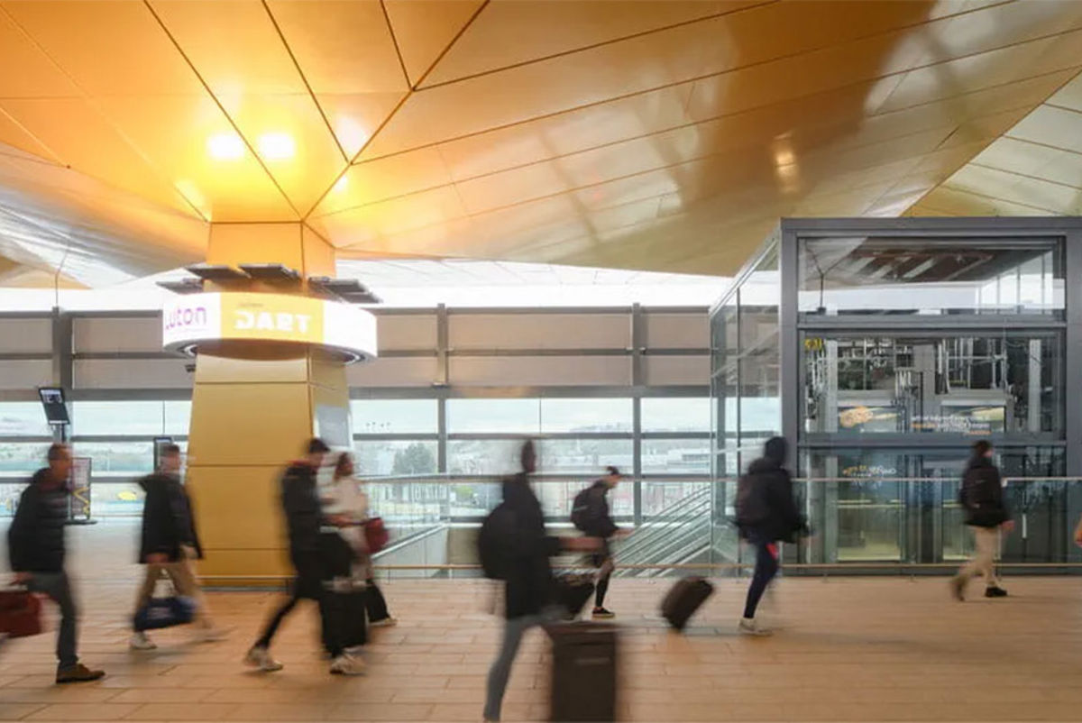 inside the Luton Dart Station