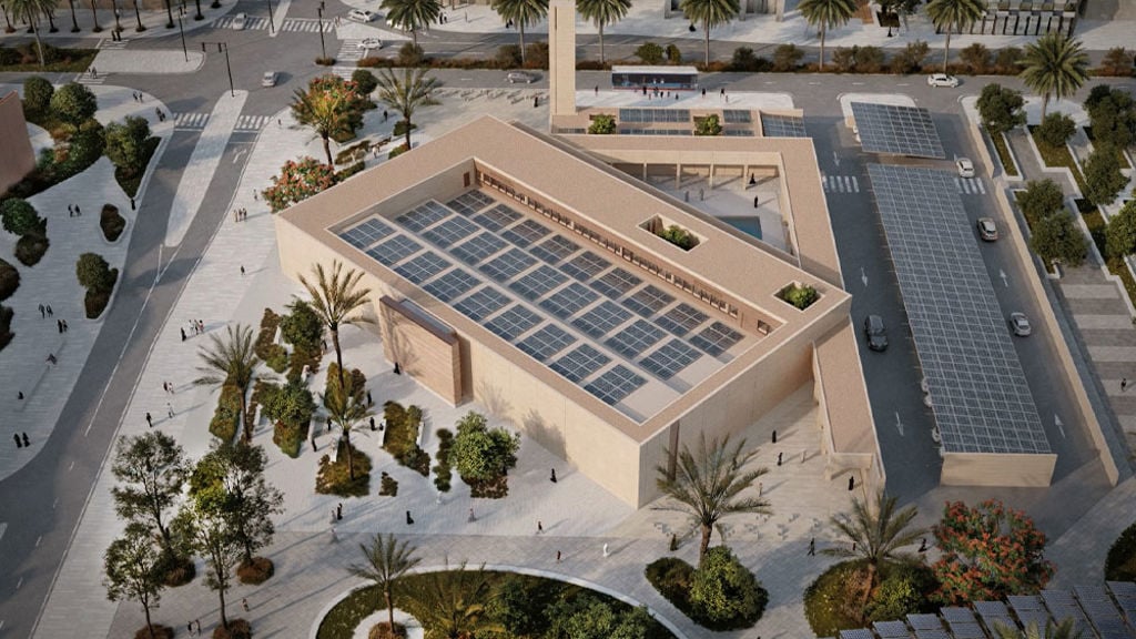 Aerial view of Masdar City Mosque