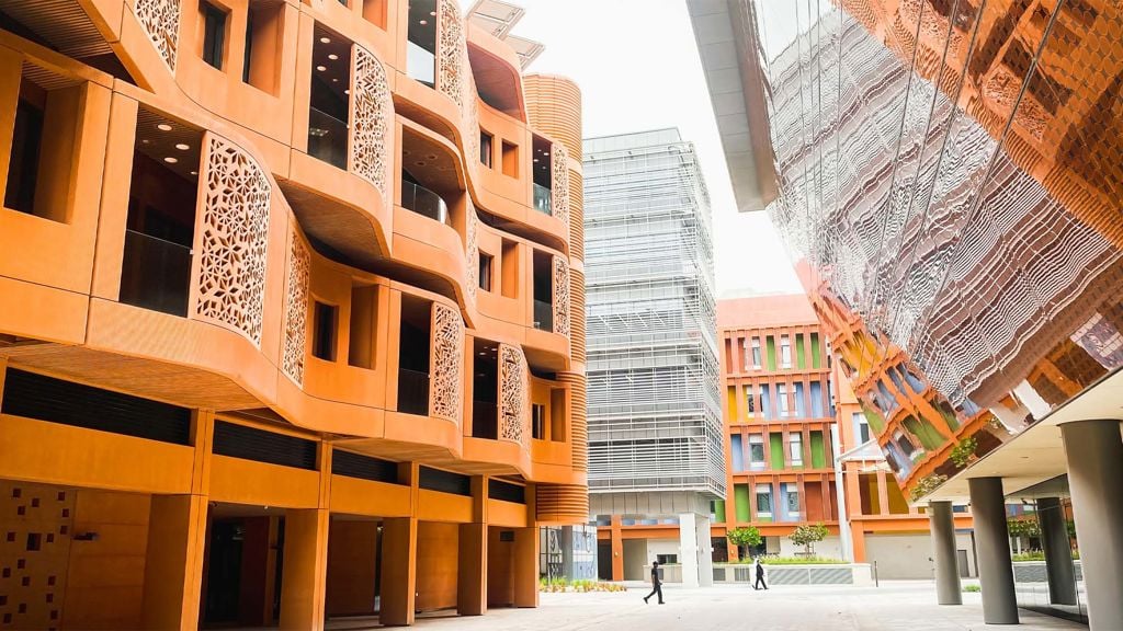 Buildings on a street in Masdar City