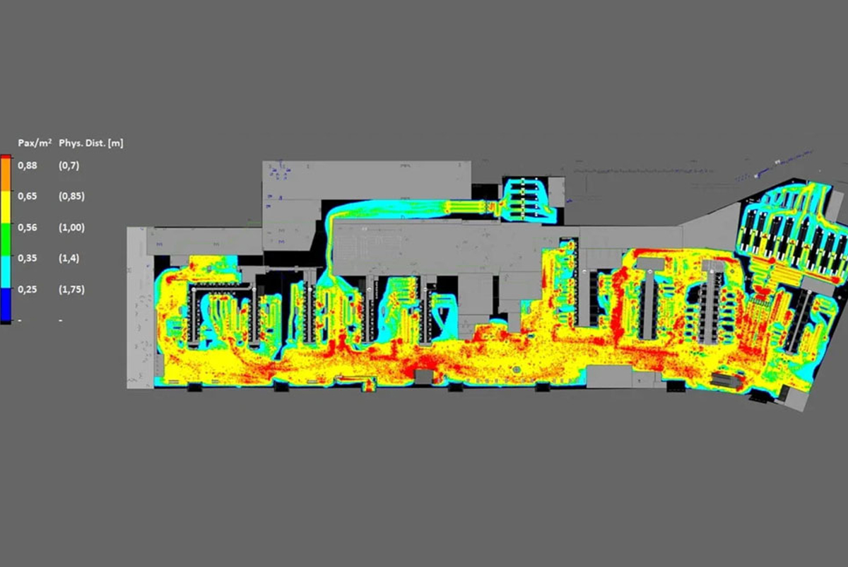 Heatmap of the airport helping model physical distancing