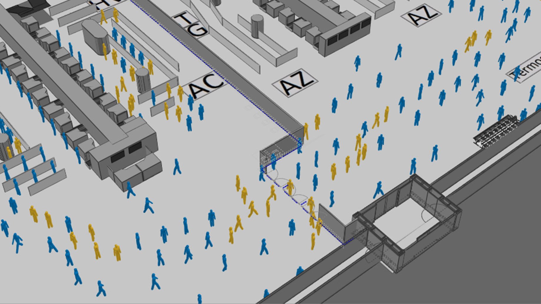 Massmotion still showing people moving around the airport