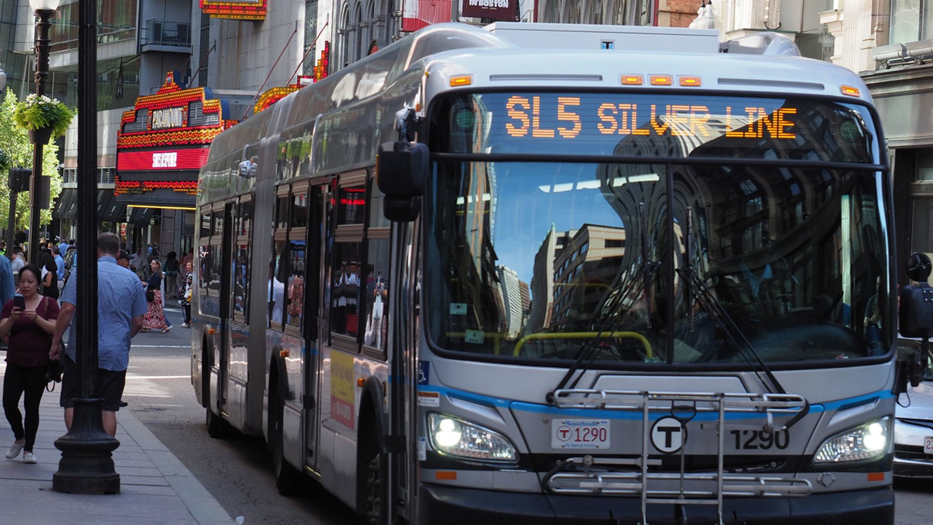 MBTA bus operating in Boston