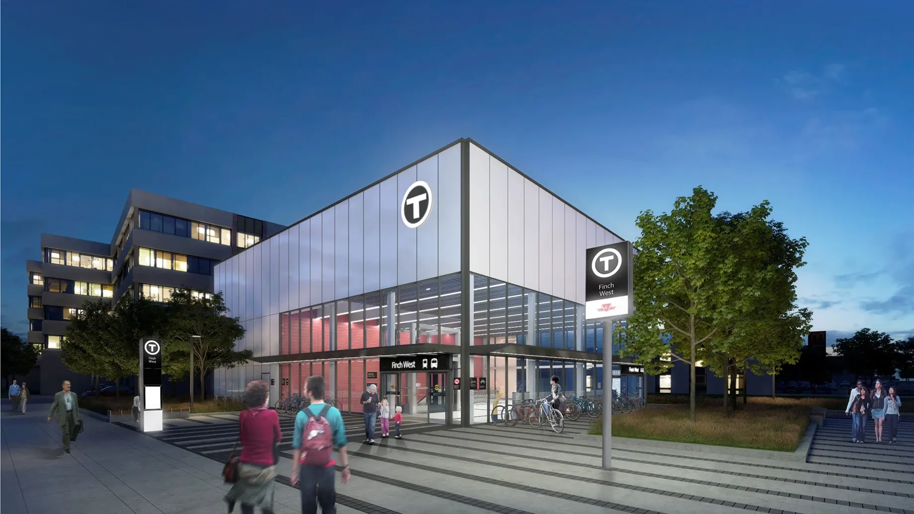 CGI of the exterior of Metrolinx Finch West Light Rail Transit. Credit: Mosaic Transit Group