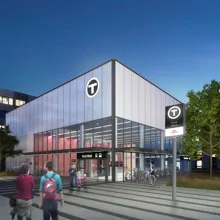 CGI of the exterior of Metrolinx Finch West Light Rail Transit. Credit: Mosaic Transit Group