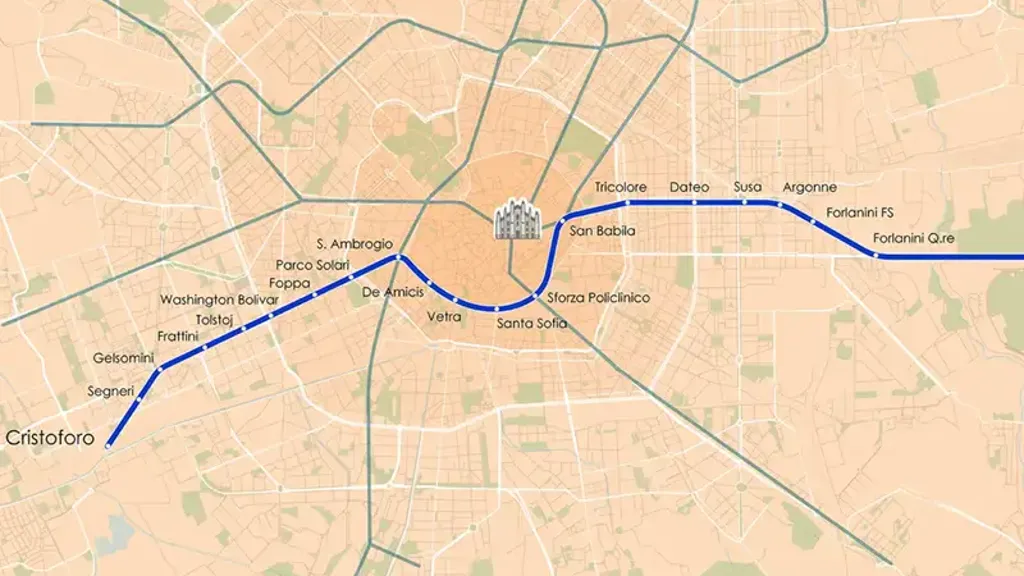 Map of Milan M4 Metro line