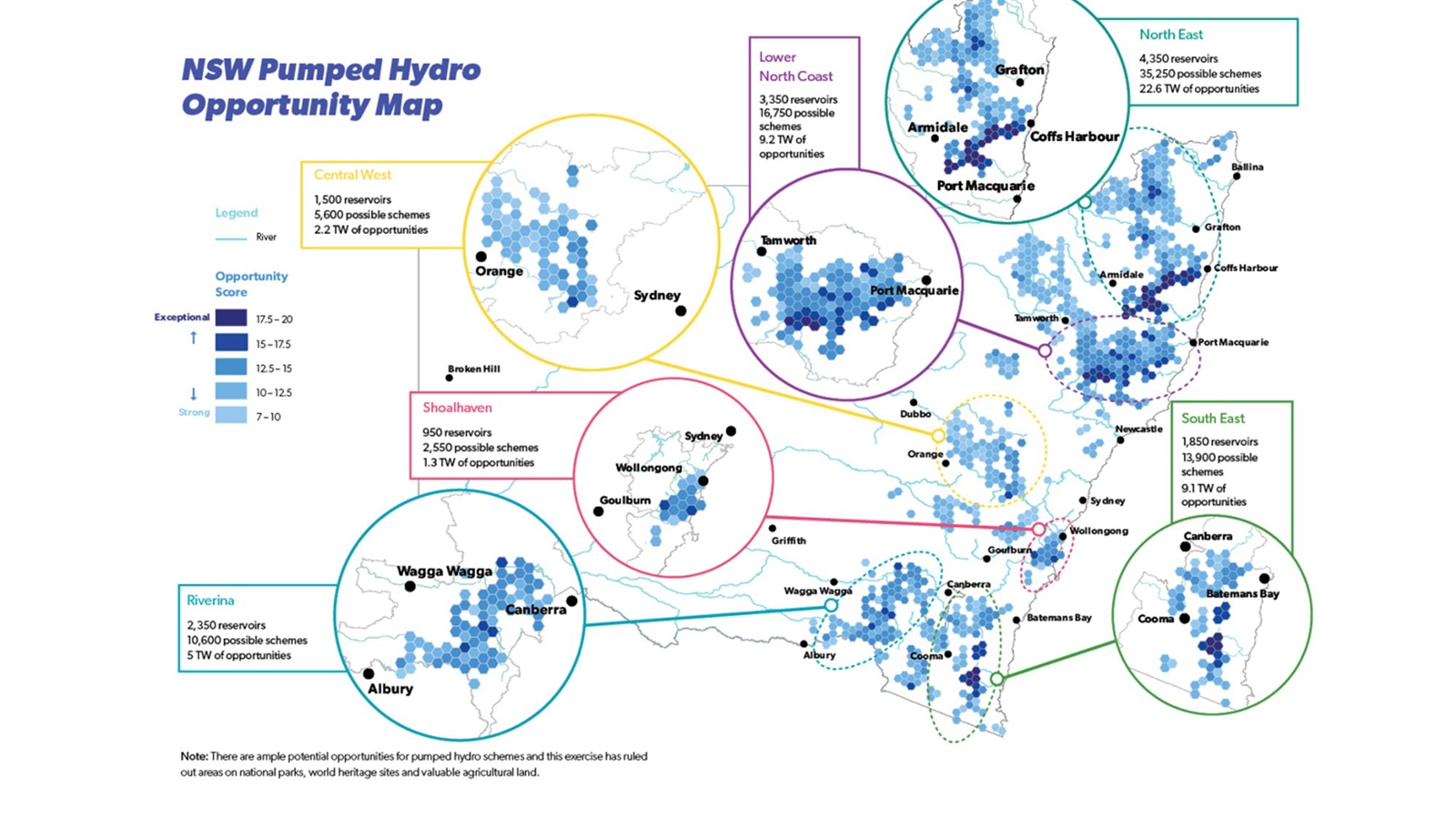 Opportunity map for pumped hydro in NSW