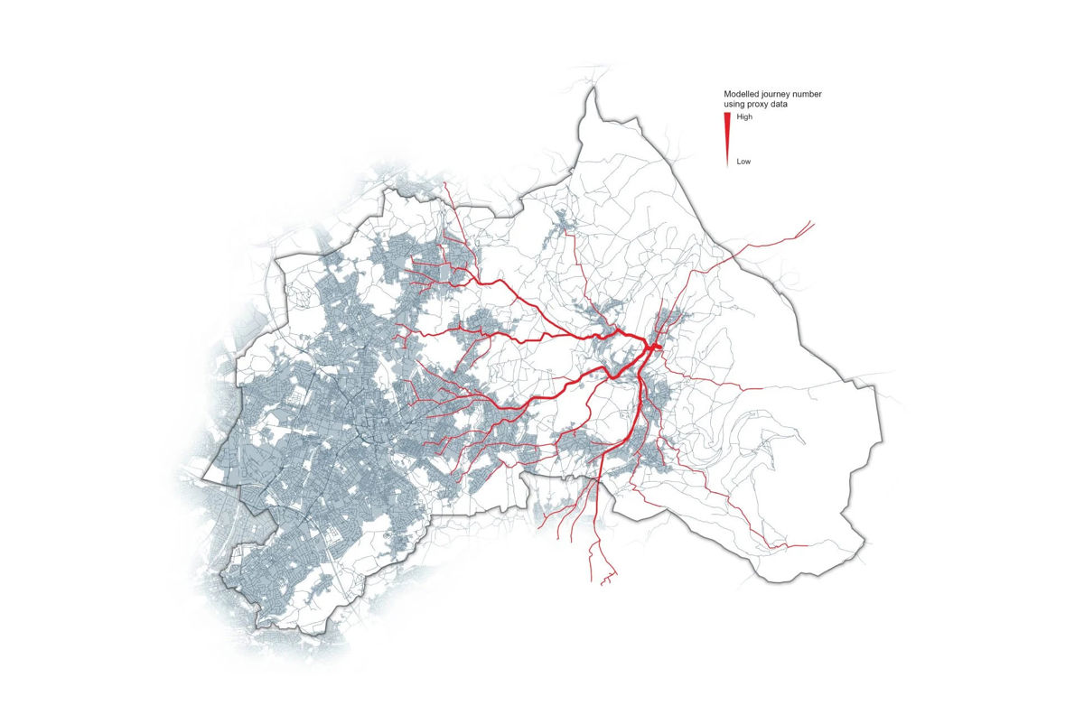 Map of proxy postcode modelling to determine likely routes to Oldham schools