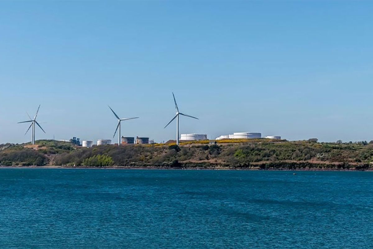 Wind turbines on the UK coastline