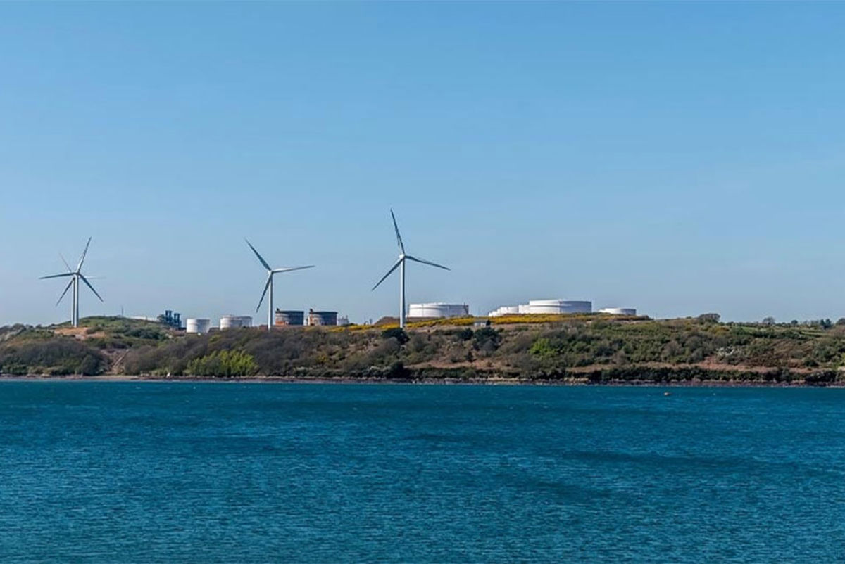 Wind turbines on the UK coastline