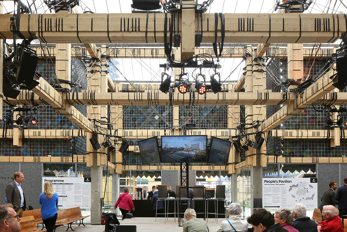 Interior of the structure of the People Pavilion for Dutch Design Week 2017
