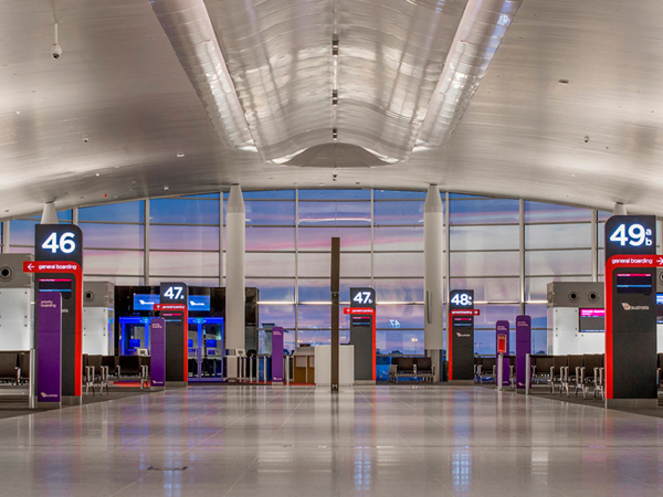 Rows of checkin points at Perth Airport Terminal 1