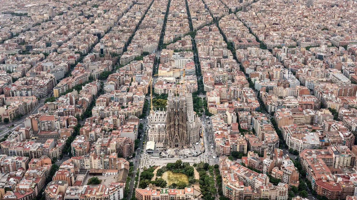 Aerial view of the Sagrada Familia