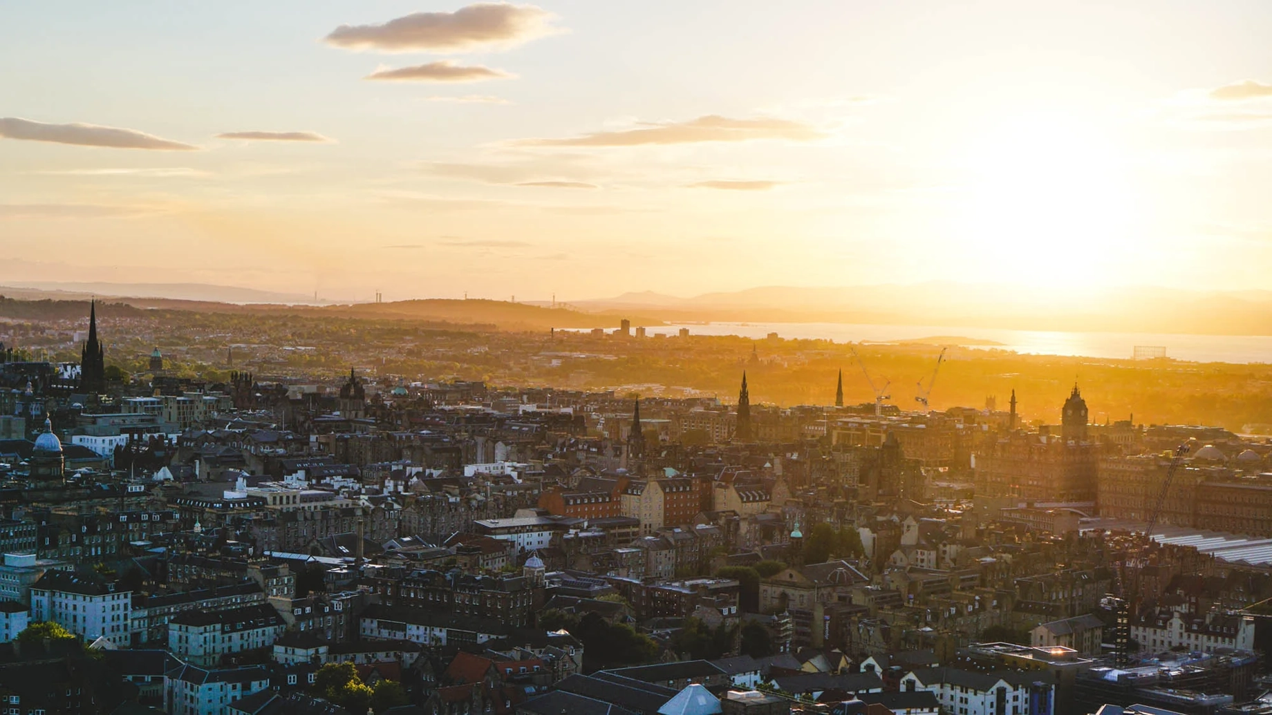 An aerial view across Edinburgh in Scotland
