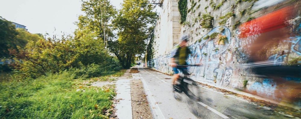 Cyclist on a dedicated cycle path