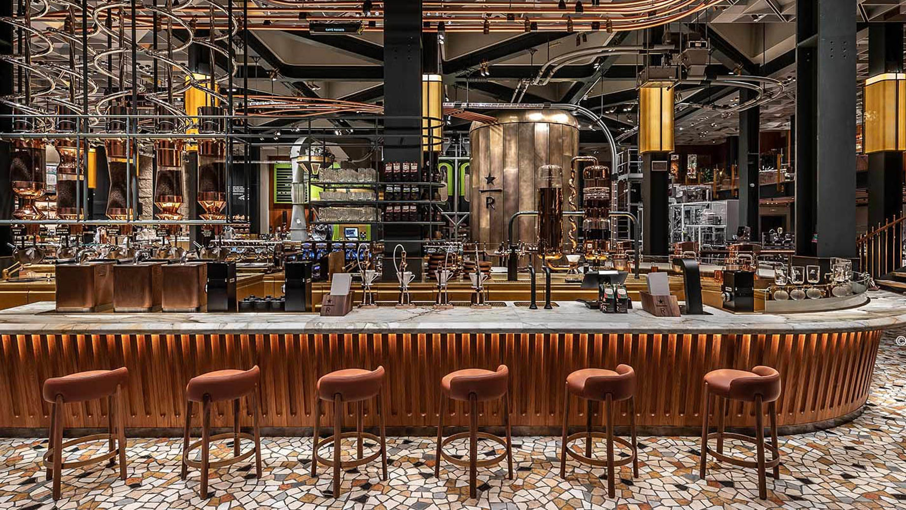 Internal view of the Starbucks Reserve Roastery and Tasting Room Milan. Credit: Starbucks