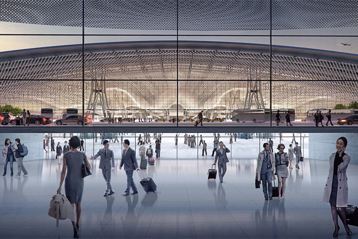 CGI of passengers arriving at airport