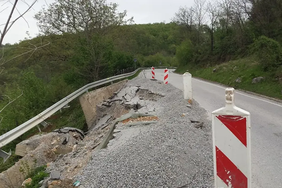 Damaged road in Serbia