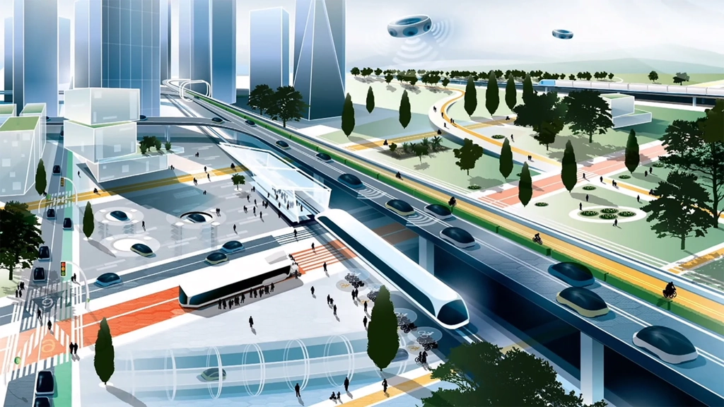 Illustration of transport infrastructure within a city