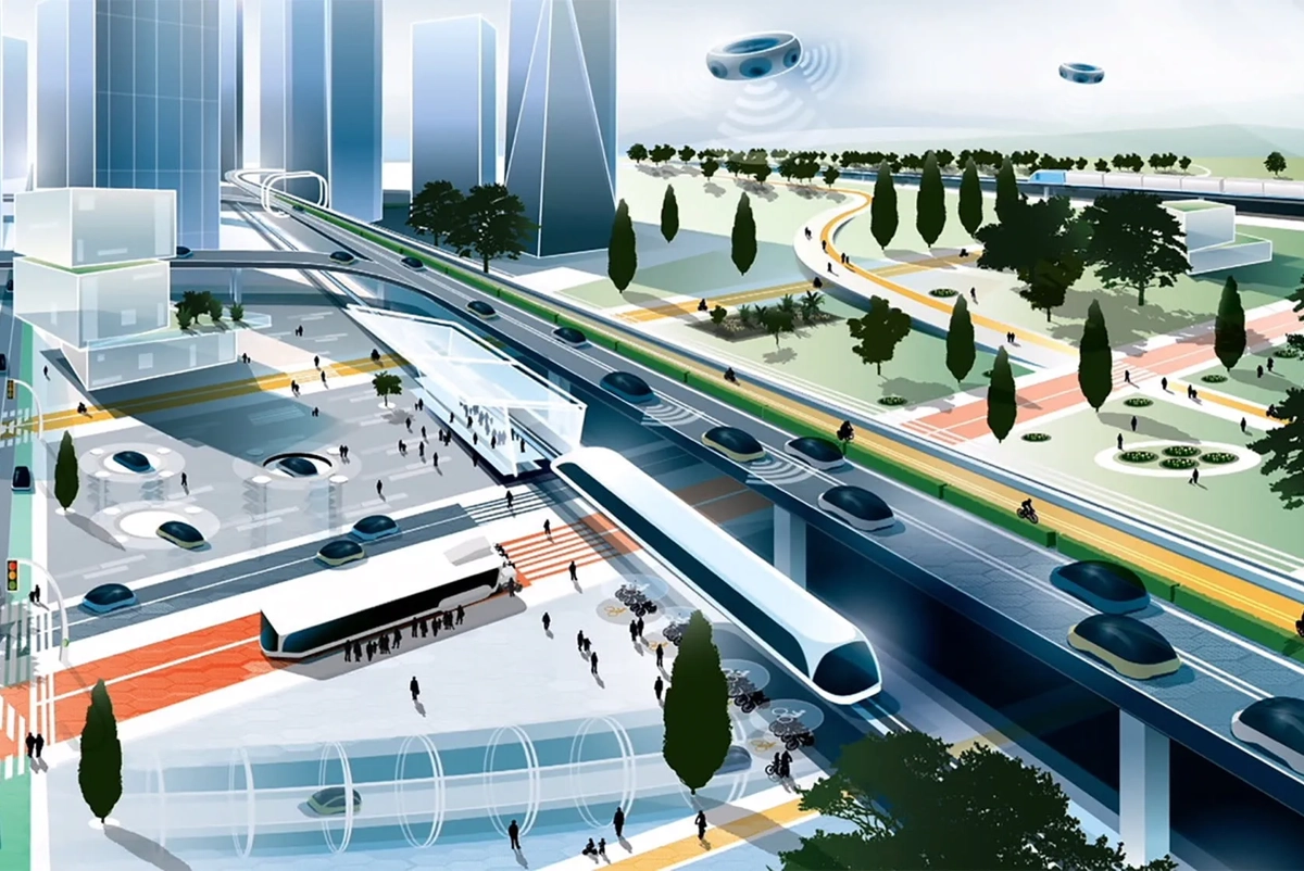 Illustration of transport infrastructure within a city