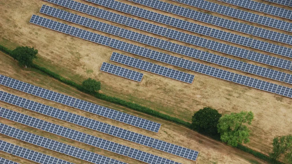 Aerial view of solar panels