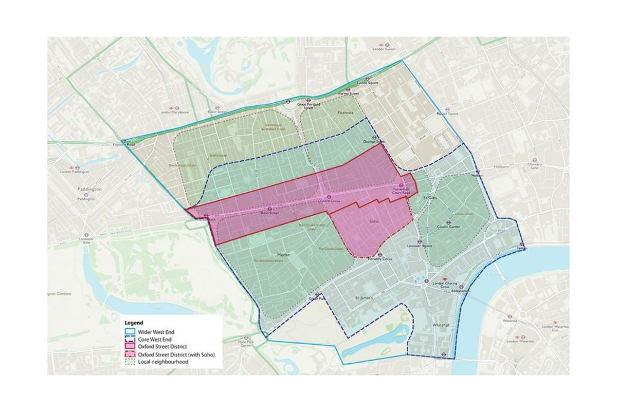 Spatial definitions of the West End and Oxford Street District