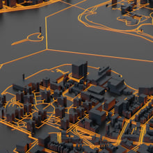 3D render of a smart city