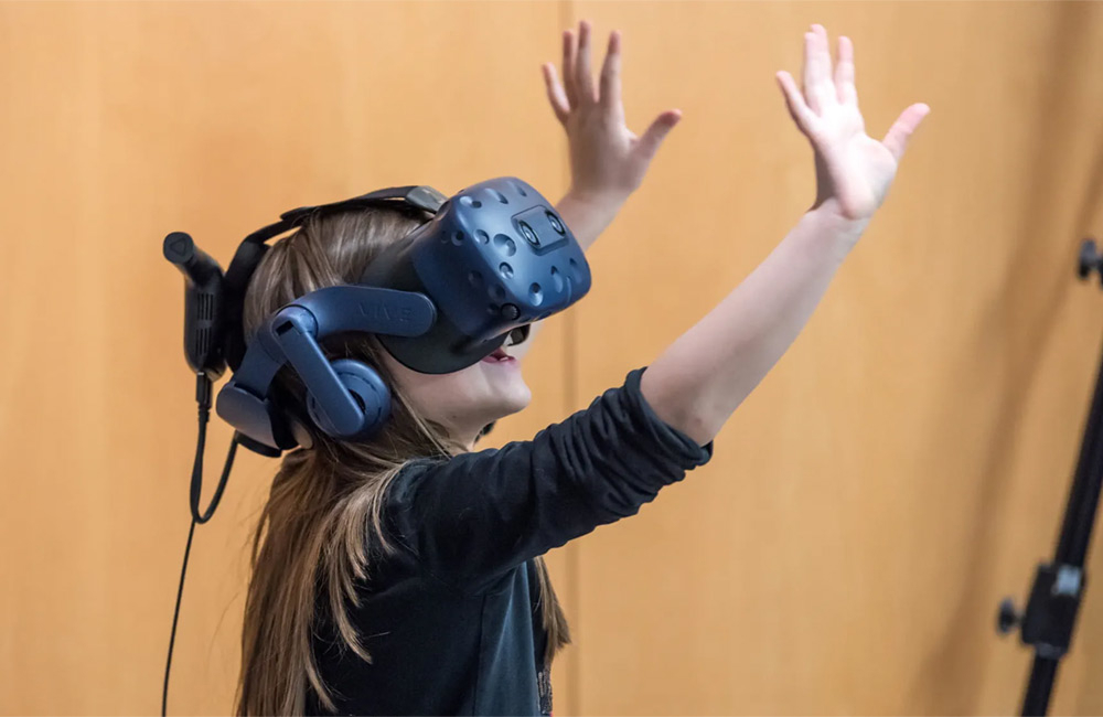Child using a VR headset