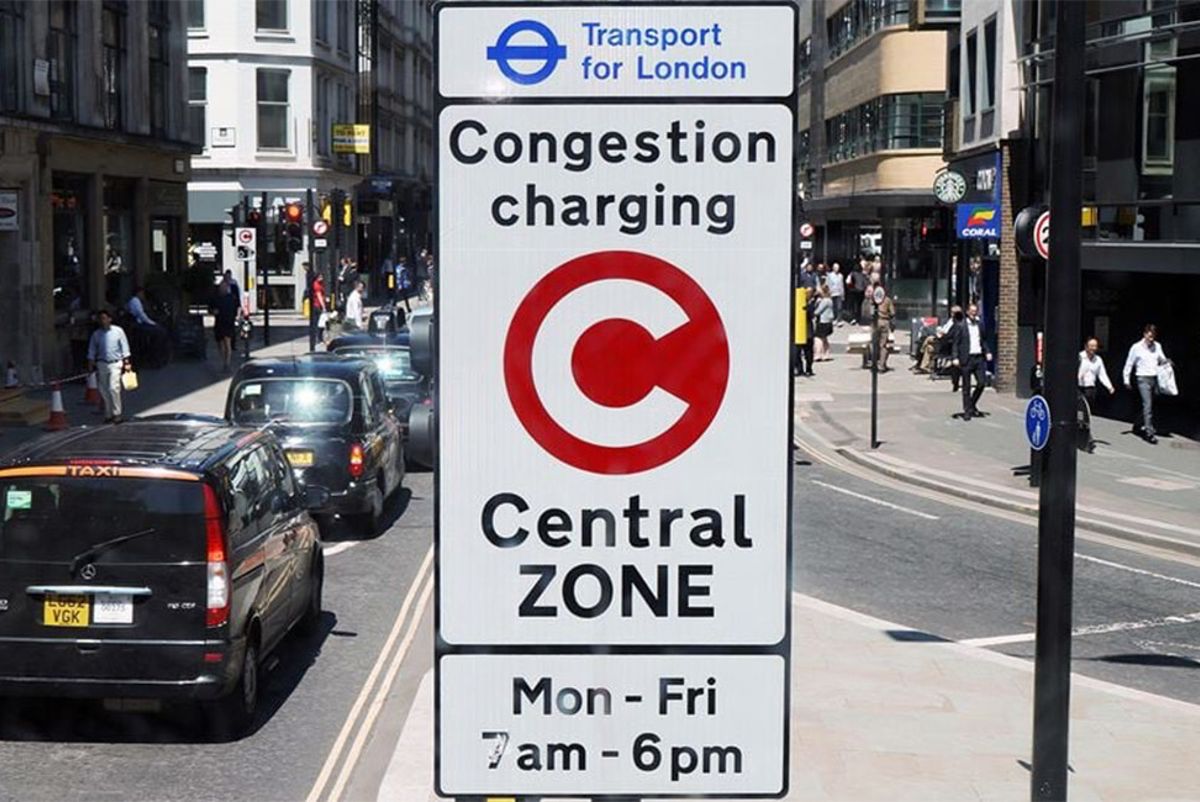 Congestion charging sign in London