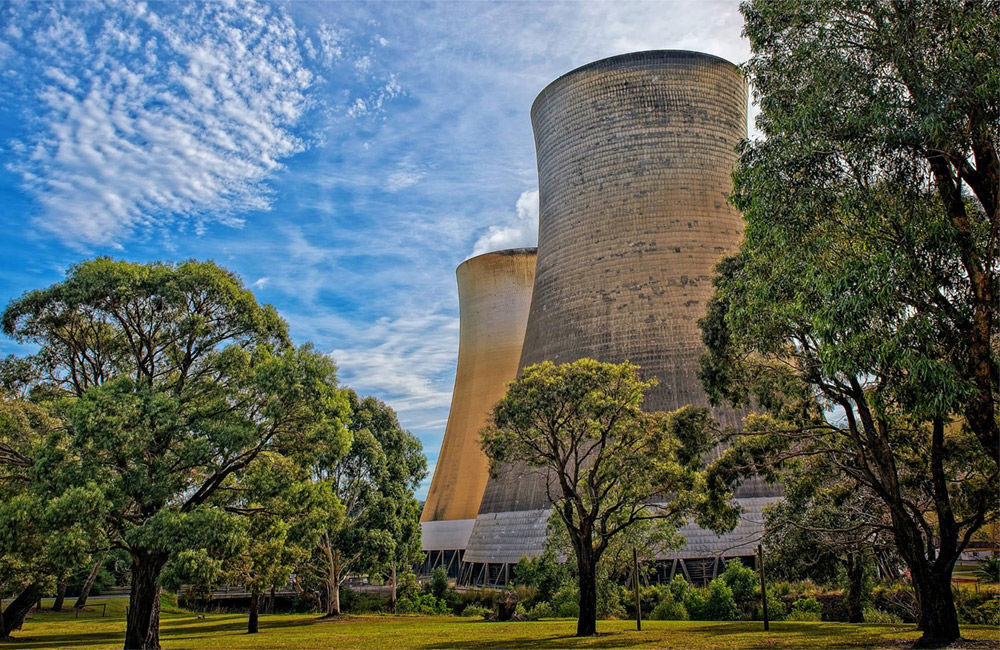 Cooling towers at a coal-fired power station